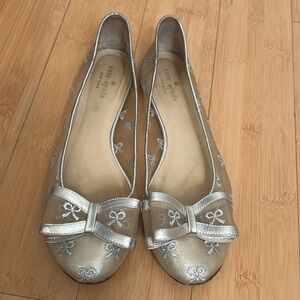 Kate Spade New York Bernice Gold Mesh Bow Detail Ballet Flats size 9.5